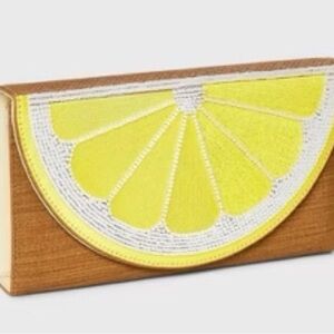 A New Day Lemon Jewelry Storage Organizer Travel Bag Folio Beaded/Brown NWT